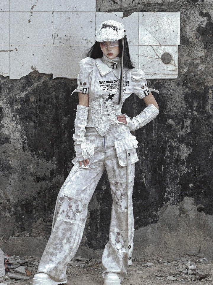 고딕 레이스 업 레이스 빈티지 스타 Nichi Bustier