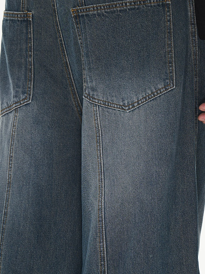 Denim Wide Pocket Straight Pants