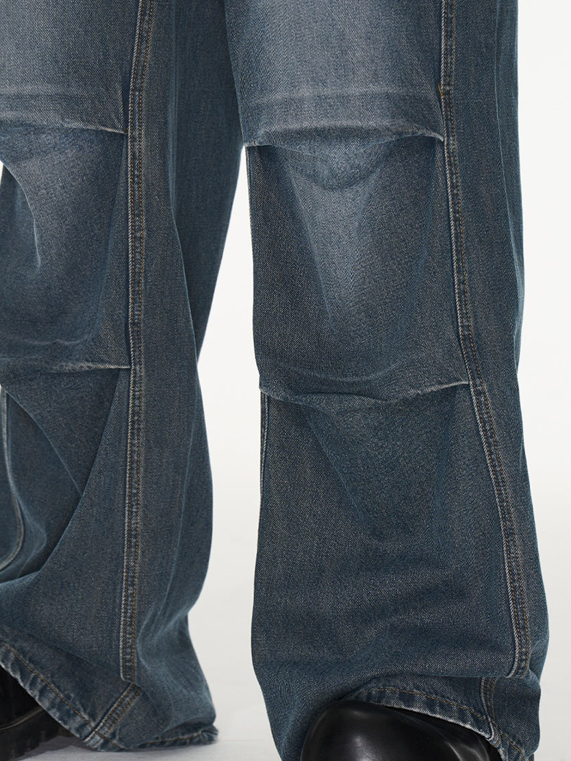 Denim Wide Pocket Straight Pants