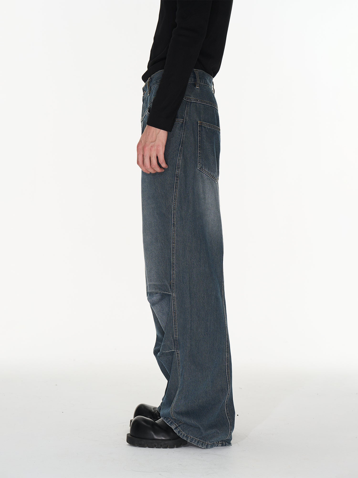 Denim Wide Pocket Straight Pants