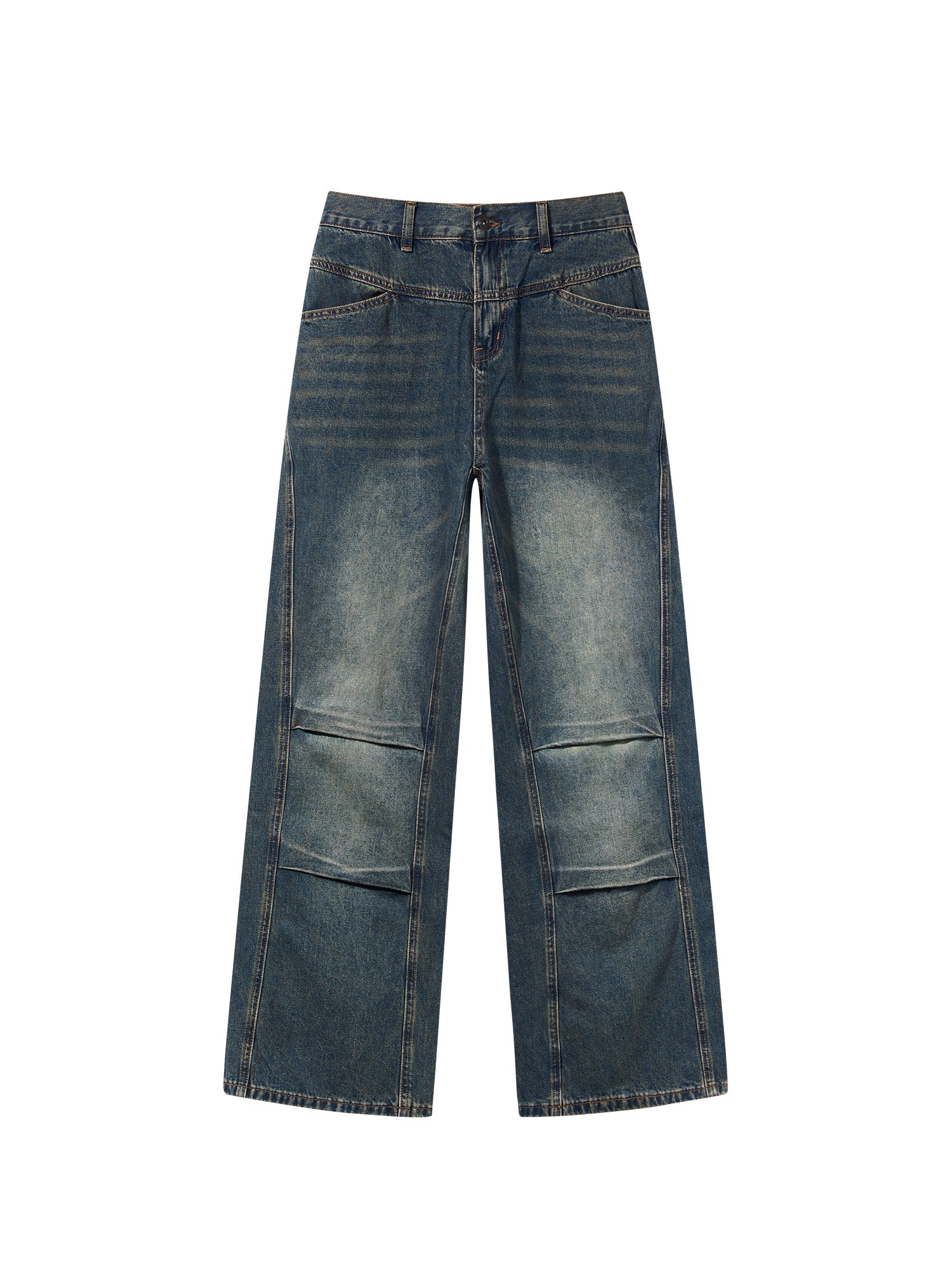 Denim Wide Pocket Straight Pants