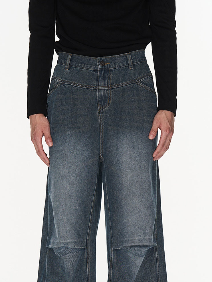 Denim Wide Pocket Straight Pants