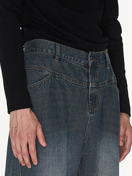Denim Wide Pocket Straight Pants