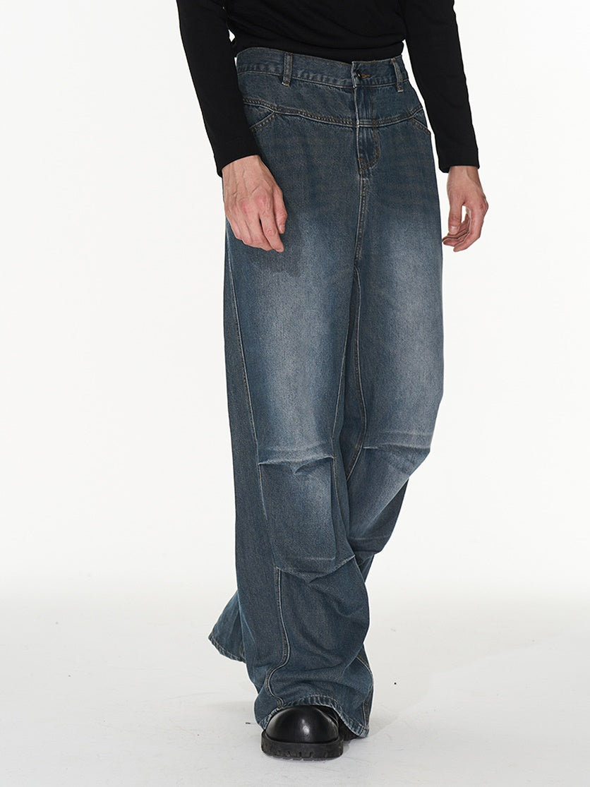 Denim Wide Pocket Straight Pants