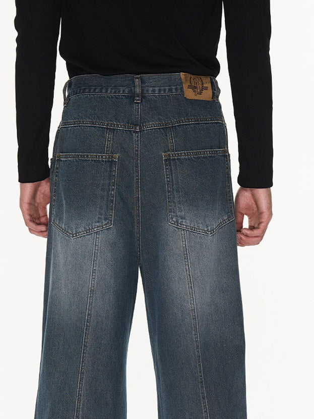 Denim Wide Pocket Straight Pants