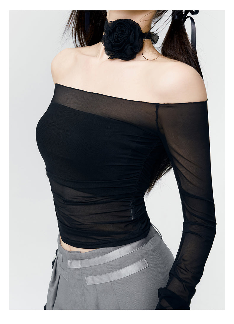Sheer Thin Off-Shoulder Tight Cutsew