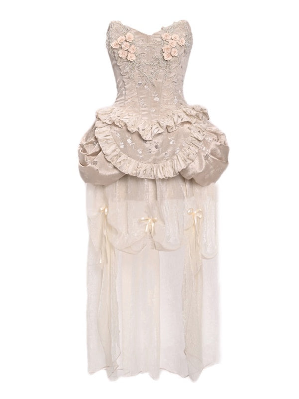 고딕 양식 로리타 코스프레 꽃 레이스 자수 bustier & 원피스