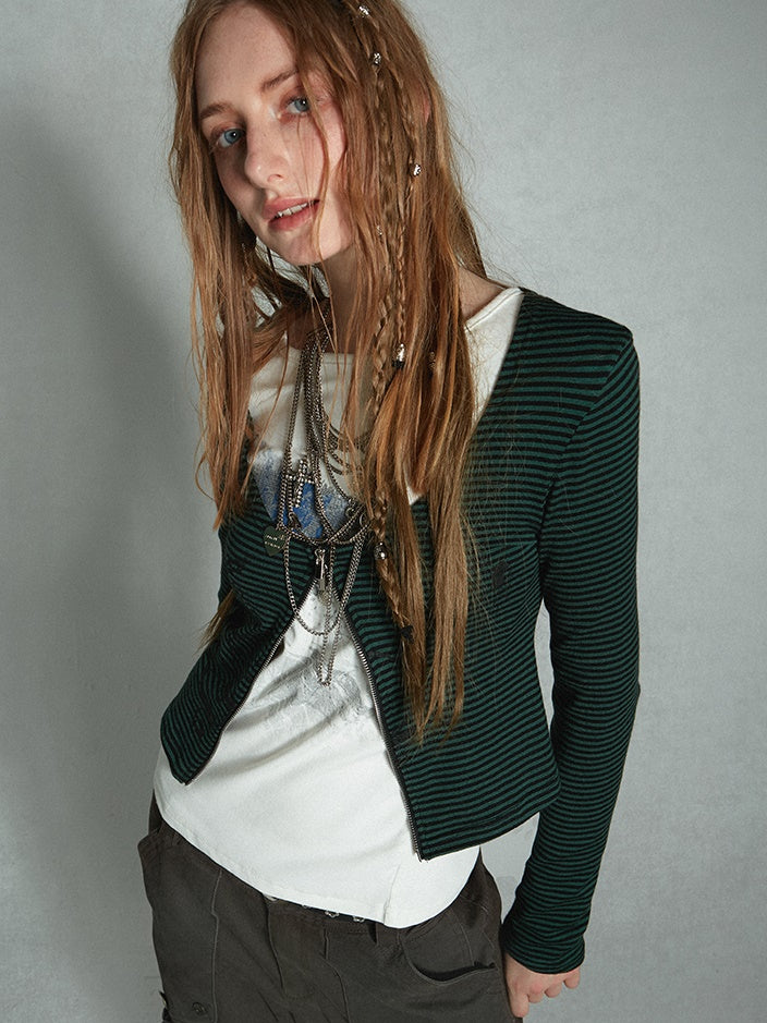 소형 짧은 국경 니트 가디건