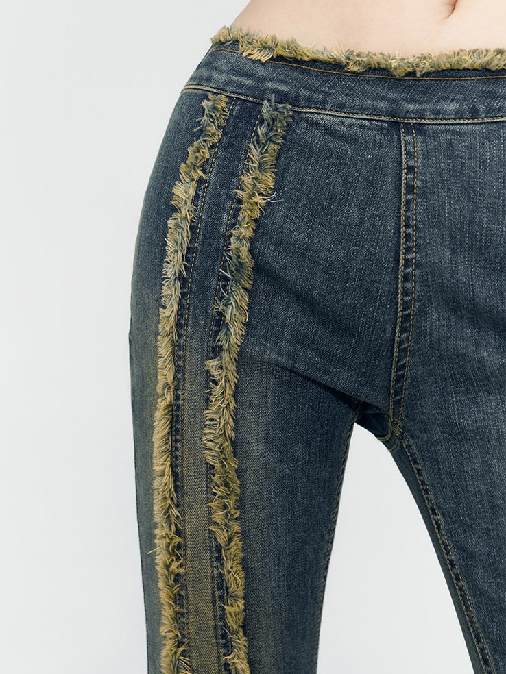 Tassel Denim Retro Flare-Patns
