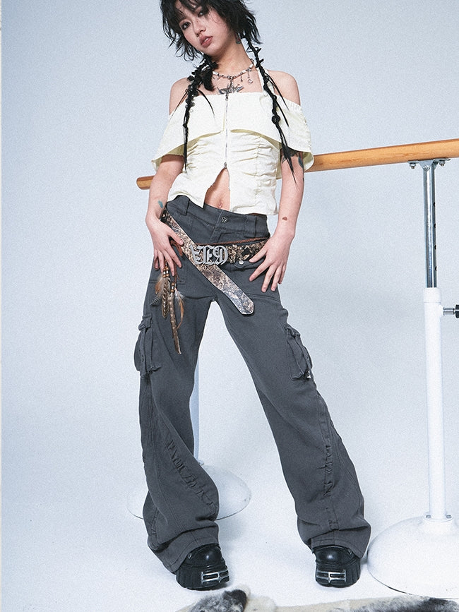 Wide-LEG LOOSE CASUAL WORK-PANTS