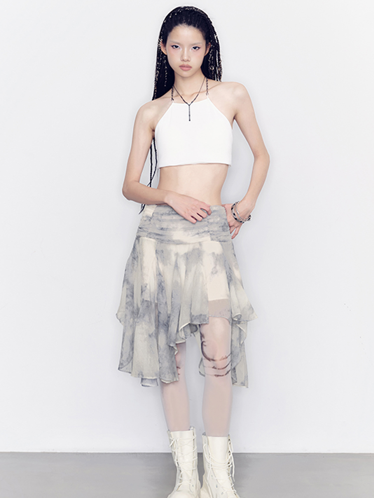 Tie-Dye Modest Chic Ciffon Tops & Mini-Skirt Set-Up