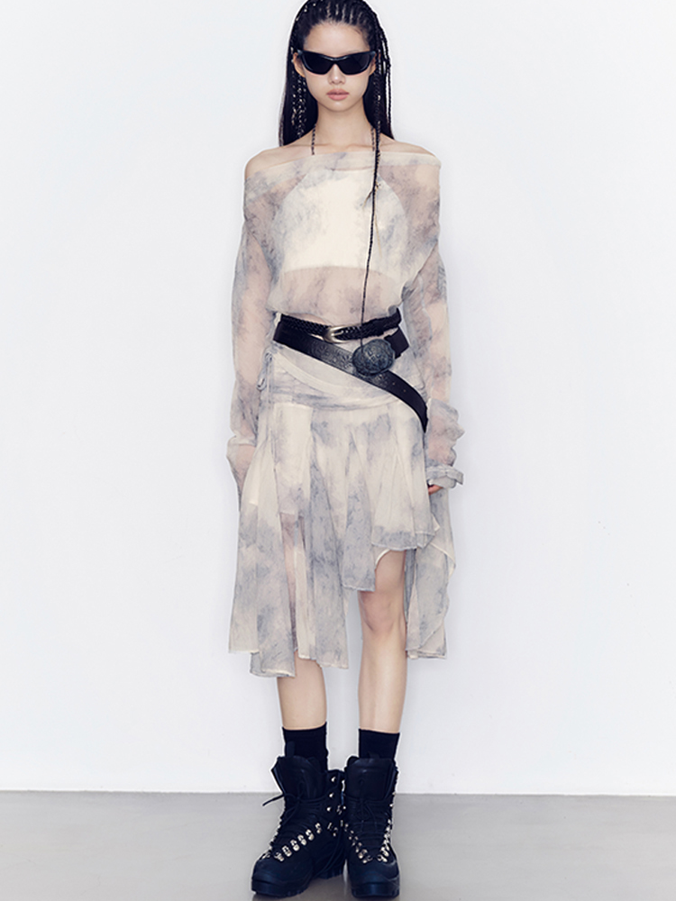 Tie-Dye Modest Chic Ciffon Tops & Mini-Skirt Set-Up