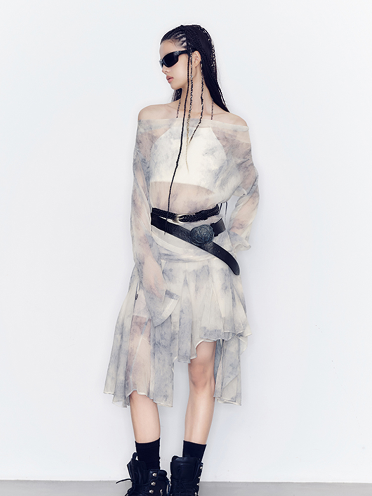 Tie-Dye Modest Chic Ciffon Tops & Mini-Skirt Set-Up