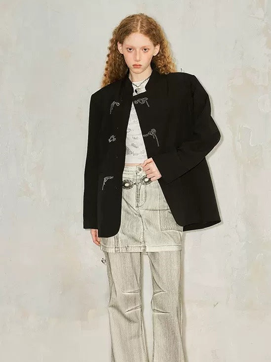 Chinese Style Oblique Placket Jacket