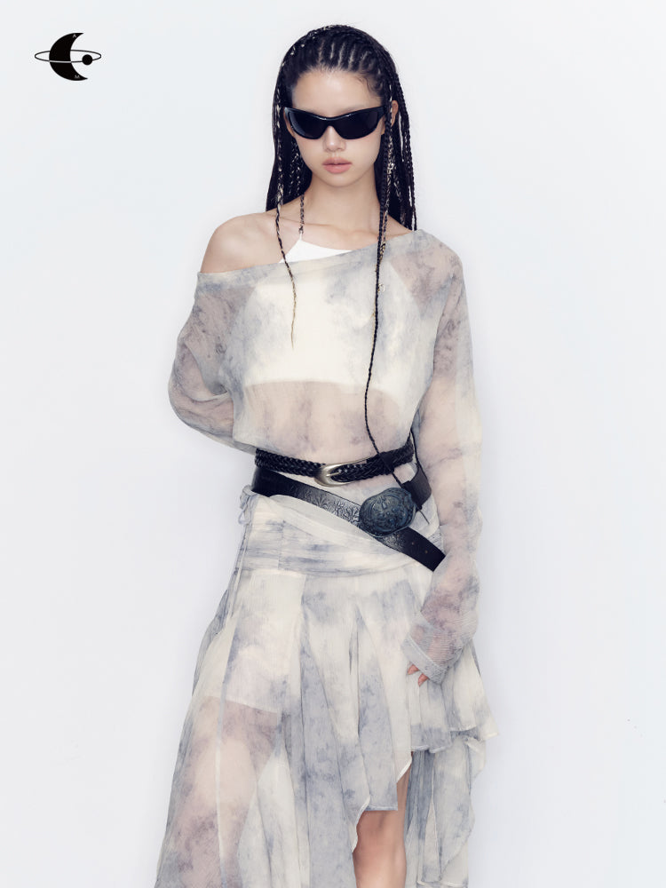 Tie-Dye Modest Chic Ciffon Tops & Mini-Skirt Set-Up