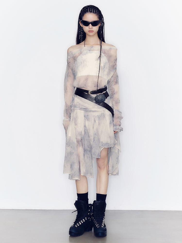 Tie-Dye Modest Chic Ciffon Tops & Mini-Skirt Set-Up