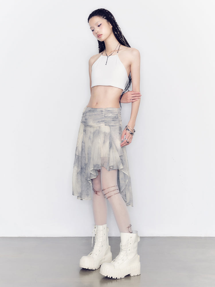 Tie-Dye Modest Chic Ciffon Tops & Mini-Skirt Set-Up
