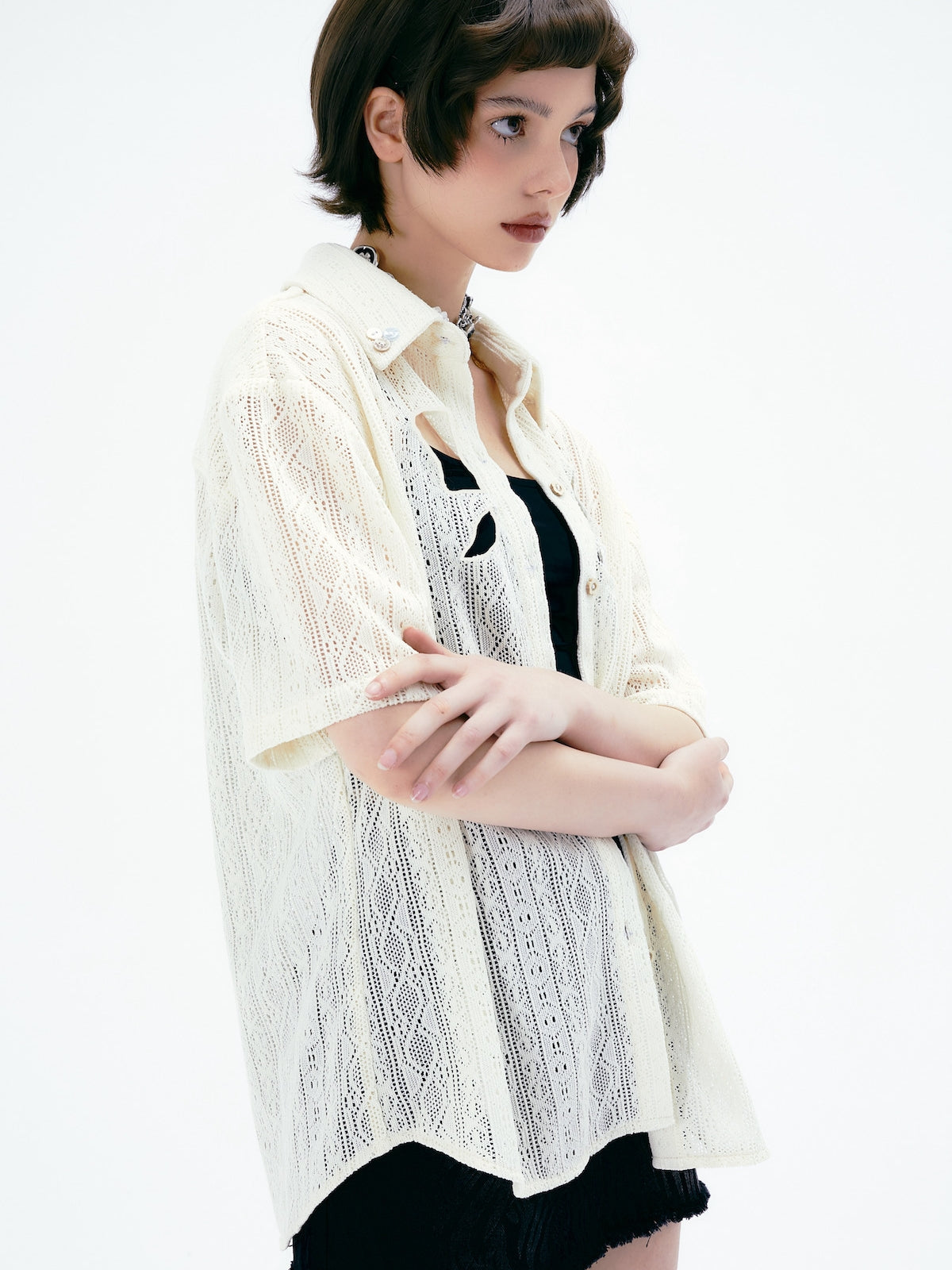 Sheer Nichi Mesh Spitzenhemd