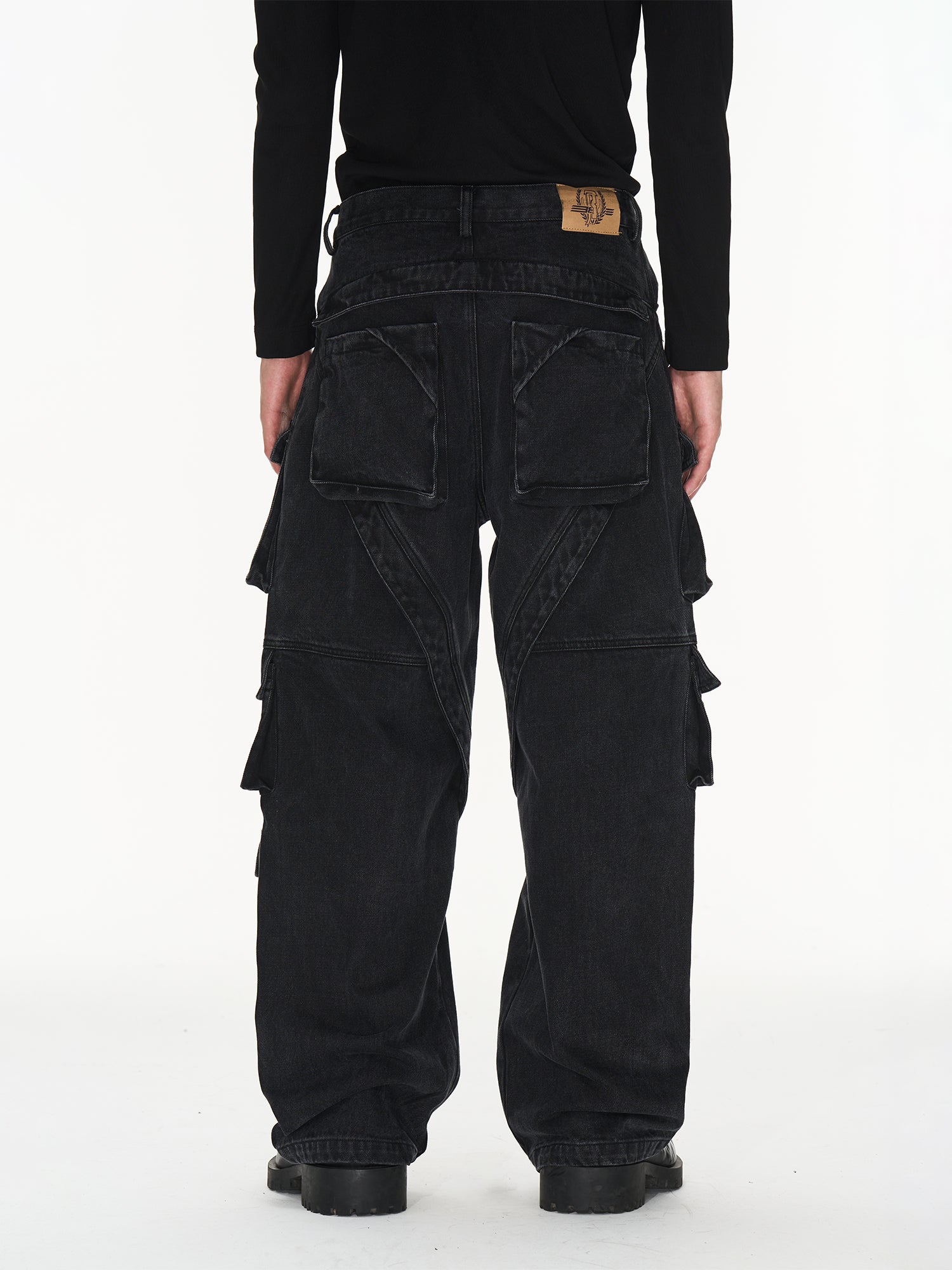 와이드 멀티 포켓 카우알 스트레이트 팬츠