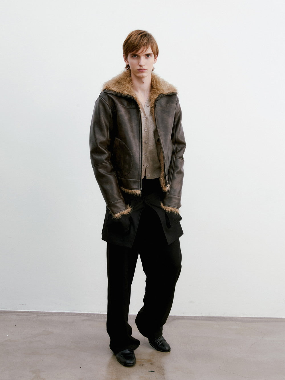 유니원성 가역 모피 가죽 빈티지 레트로 악어 재킷