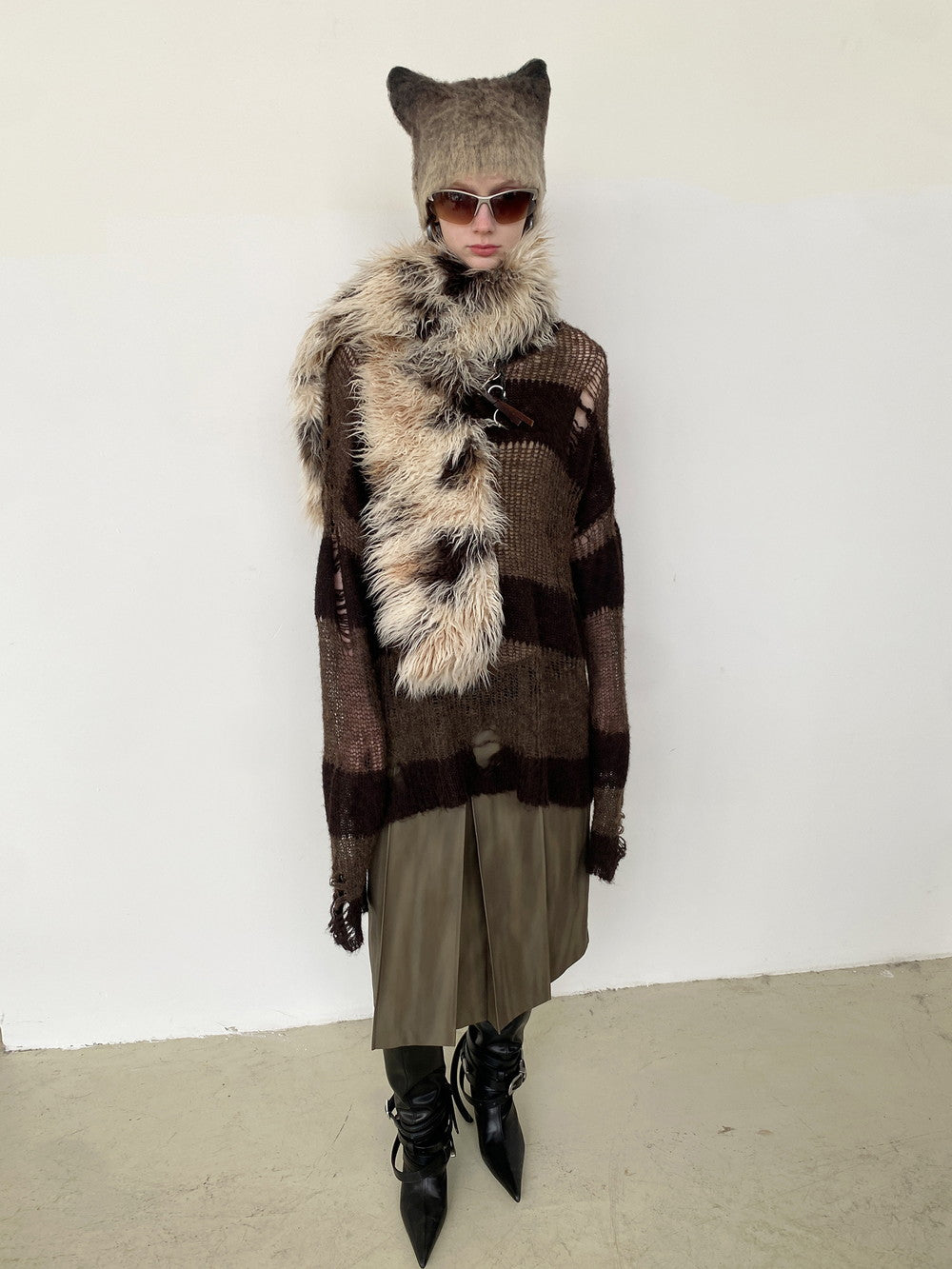 Unisex Volume-Fur Retro Long Muffler
