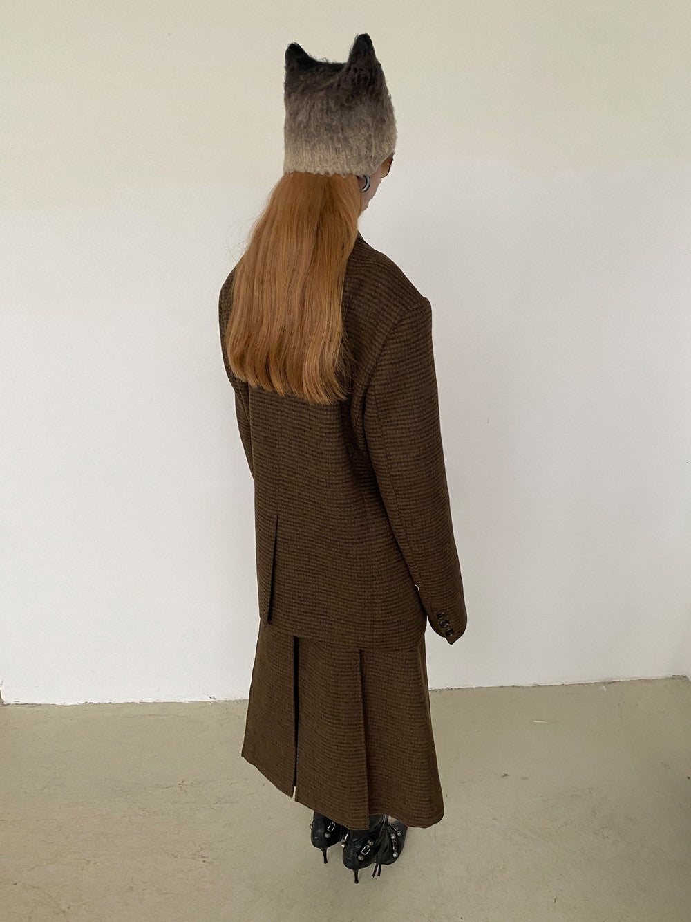 Unisex Set-Up Suit Simple Wool Retro Jacket&Long-Skirt