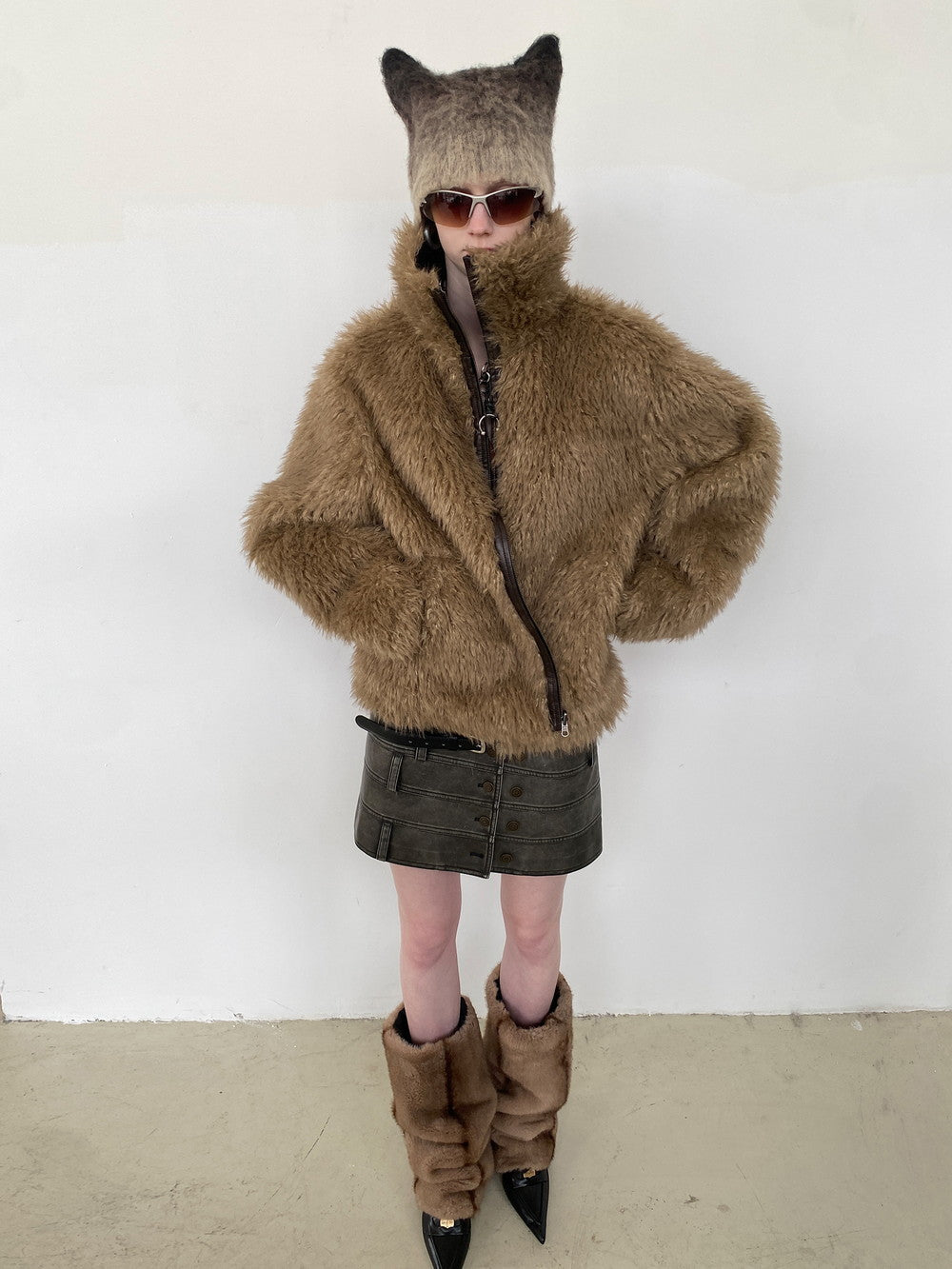 유니원성 가역 모피 가죽 빈티지 레트로 악어 재킷