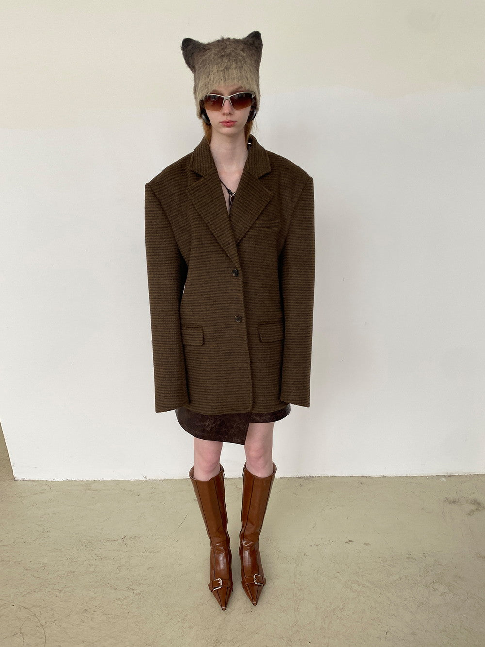 Unisex Set-Up Suit Simple Wool Retro Jacket&Long-Skirt