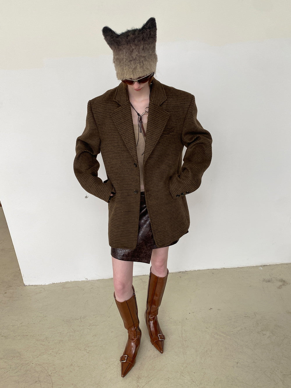 Unisex Set-Up Suit Simple Wool Retro Jacket&Long-Skirt