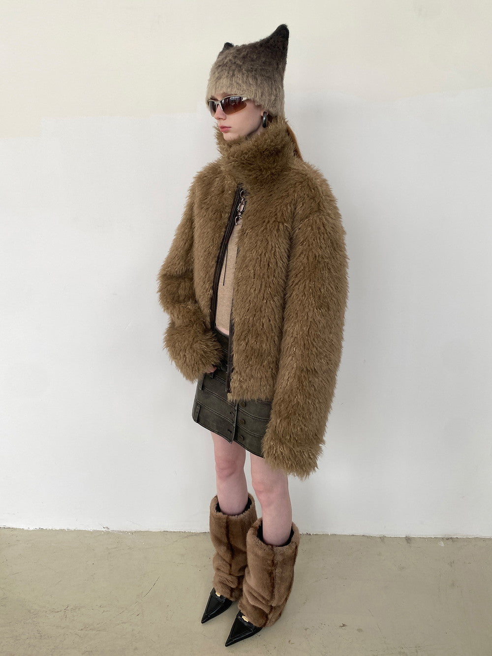 유니원성 가역 모피 가죽 빈티지 레트로 악어 재킷