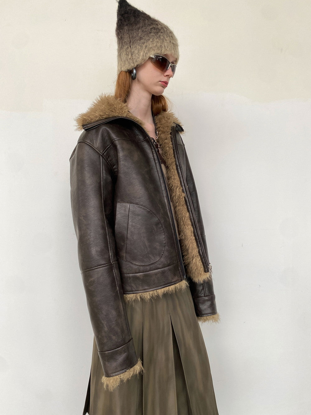 유니원성 가역 모피 가죽 빈티지 레트로 악어 재킷