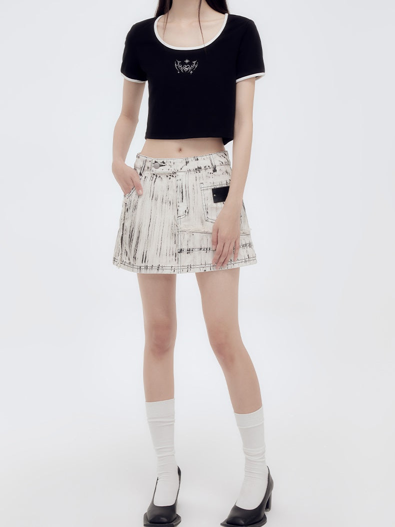 Mini-jupe décontractée en denim rétro vintage