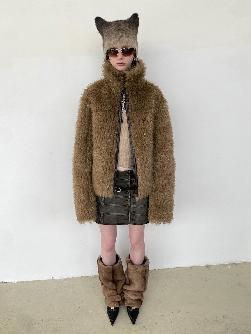 유니원성 가역 모피 가죽 빈티지 레트로 악어 재킷