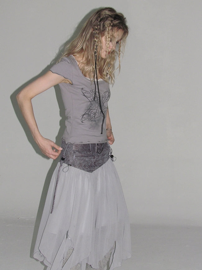 Mellow Lace U-neck Slim T-shirt
