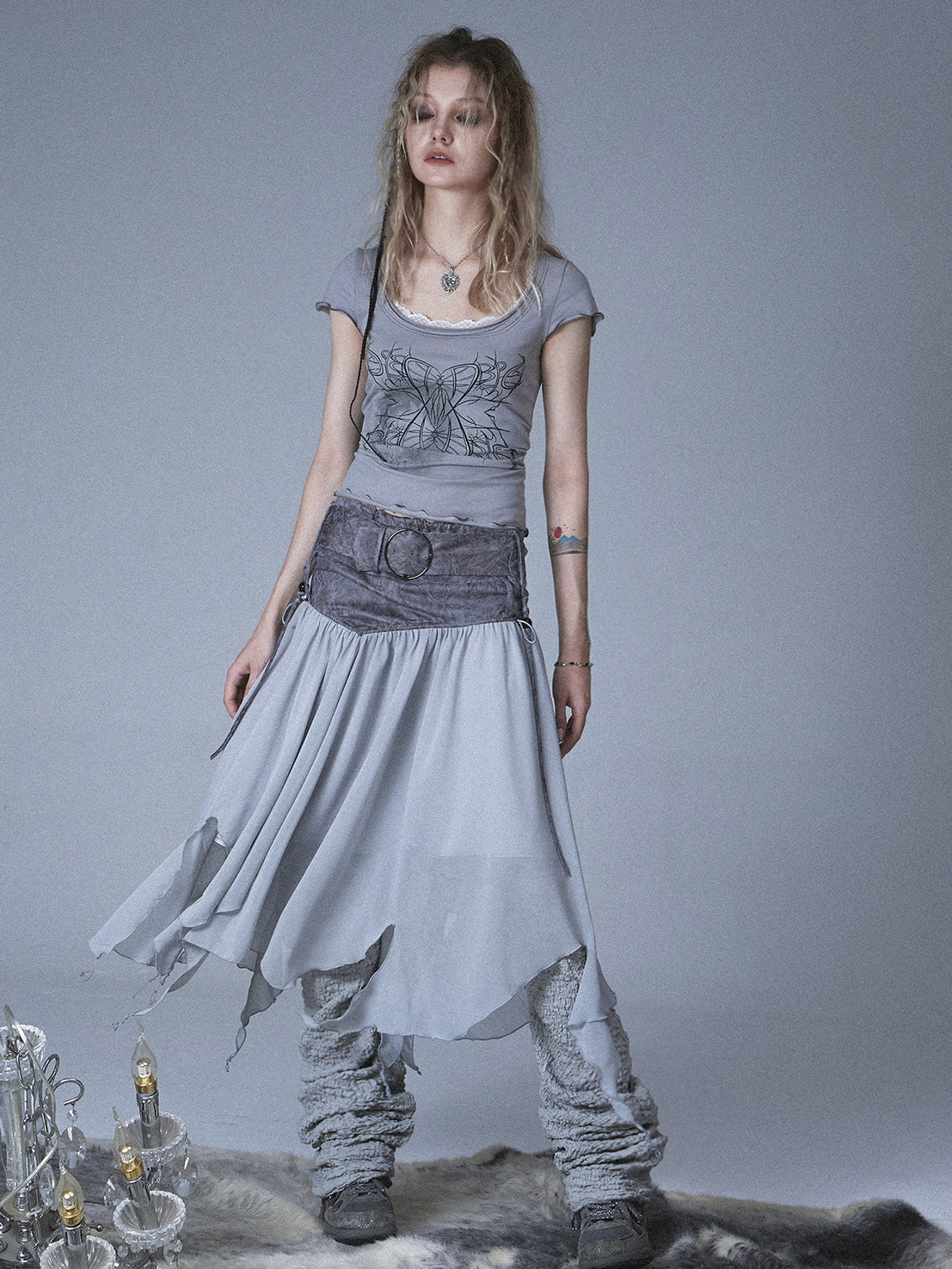Mellow Lace U-neck Slim T-shirt