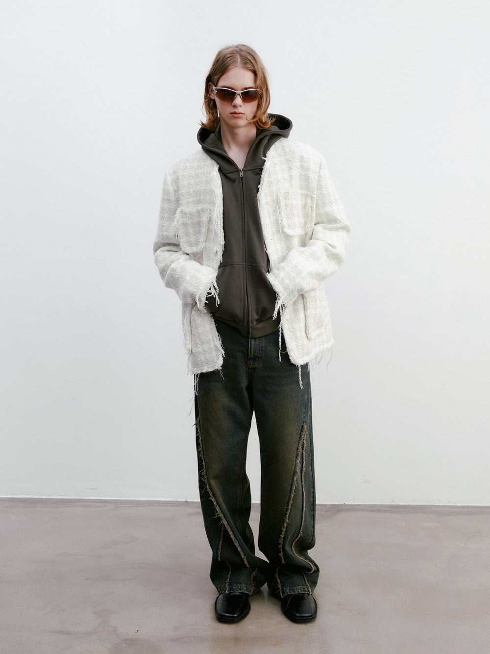 Unisex Tweed Tassel Retro Oversize Big-Pocket Jacket