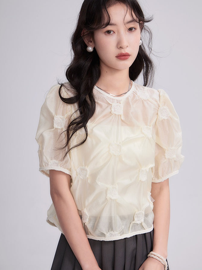 Nichi 3d schiere natürliche Bluse