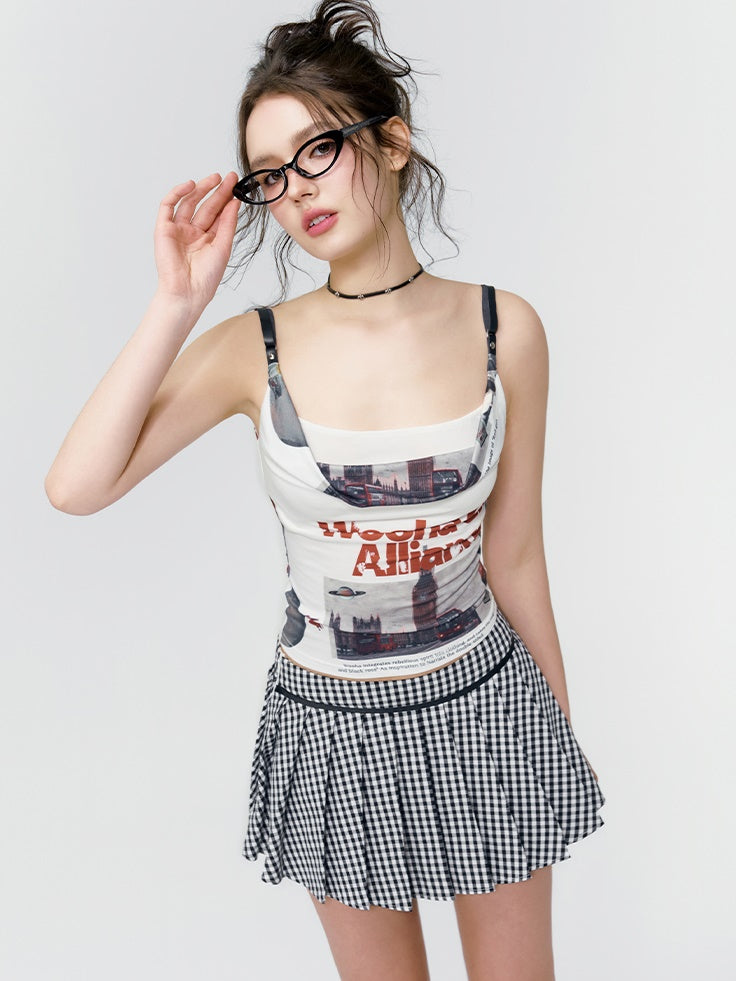 사진 점검 캐주얼 카미솔 및 스커트