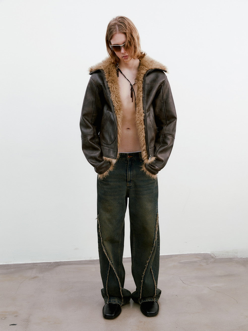 유니원성 가역 모피 가죽 빈티지 레트로 악어 재킷