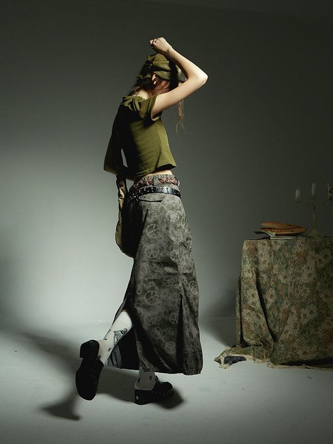 Vintage Print Cropped T-Shirt