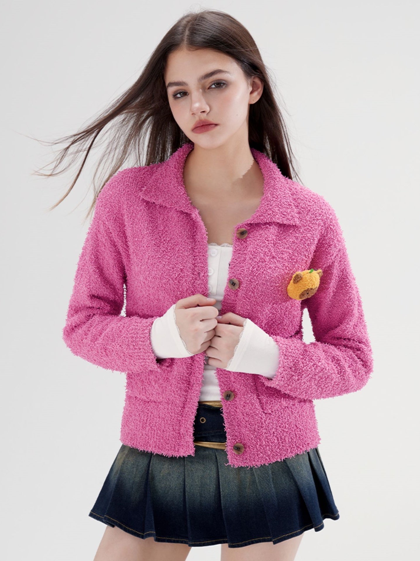 Vivit Casual Relaxage Animal Pop Strick-Jacket