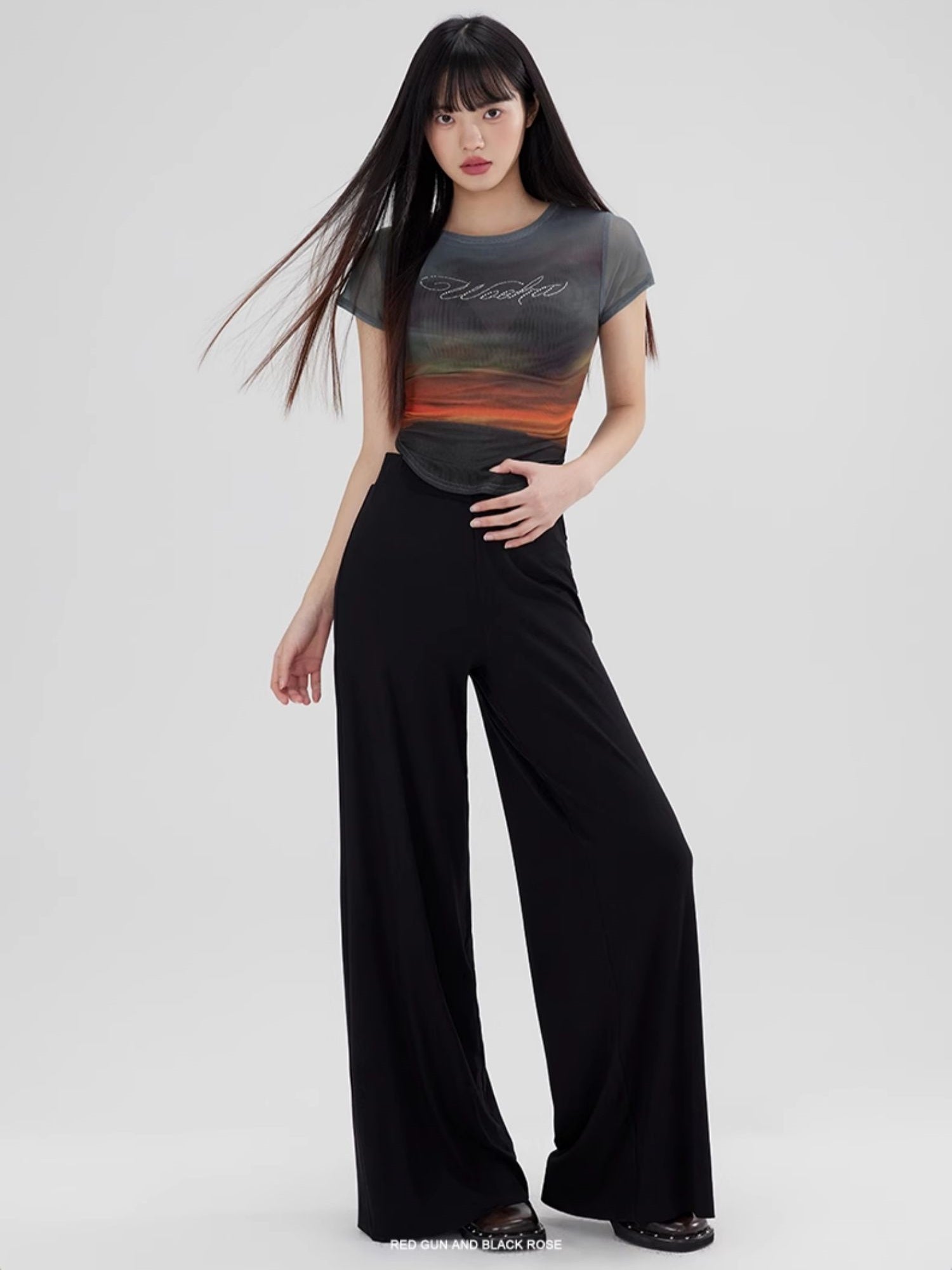 Plain Wide-Leg Casual Embroidery Stretch Lniy-Pants