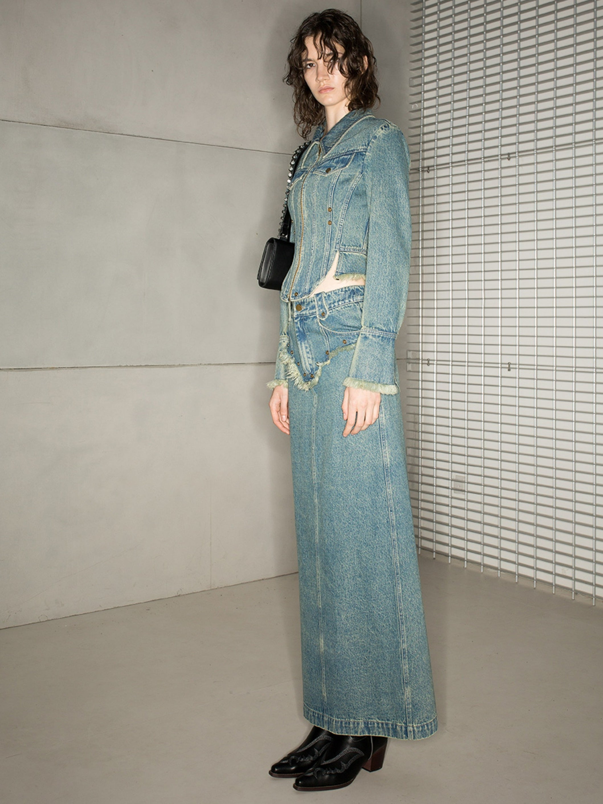 Denim Tassel Nichi Set-Up Tops&Long-Skirt