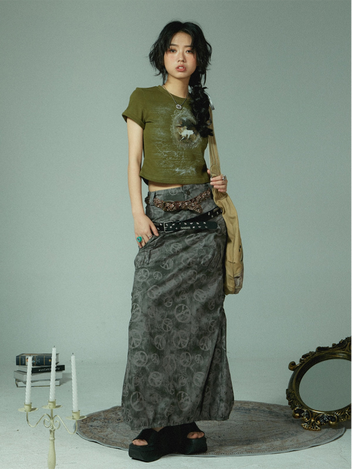 Vintage Print Cropped T-Shirt