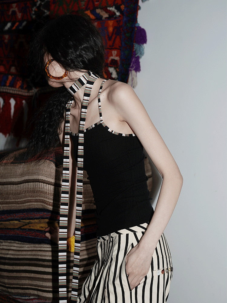 Tight Border Slim Colorful Set Camisole&Long-Tie