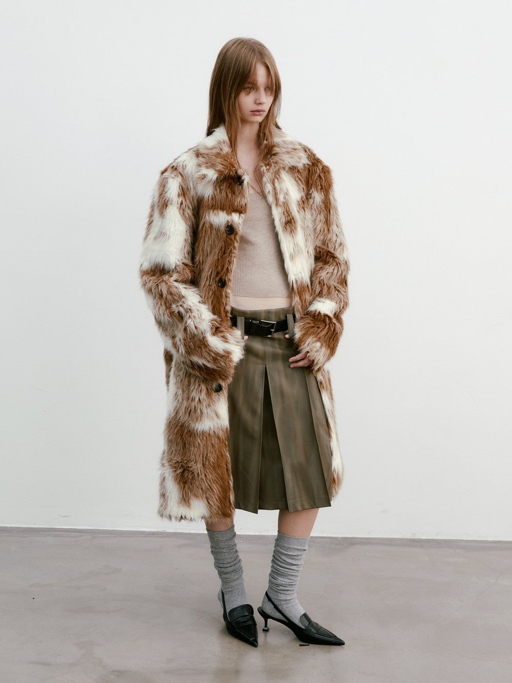 Unisex Letaher Nichi Set-Up Stripe Wave Jacket&Skirt