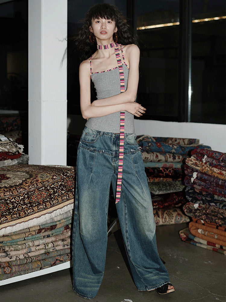Tight Border Slim Colorful Set Camisole&Long-Tie