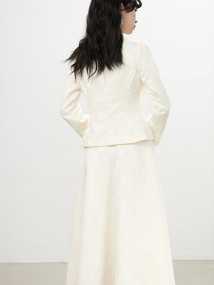 China Embroidery Flower Retro Blouse&Long-Skirt