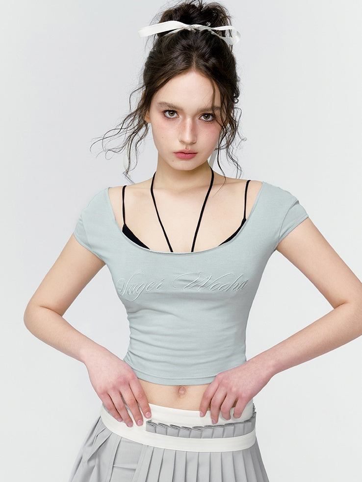 Cropped Logo Tight Casual T-Shirt
