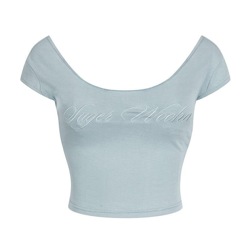 Cropped Logo Tight Casual T-Shirt